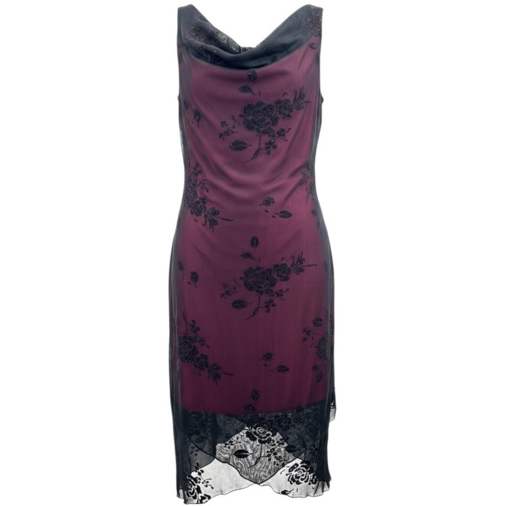 Byer Too Y2K Black Lace Pink Slip Dress Whimsigoth Dark Coquette Fairy Goth